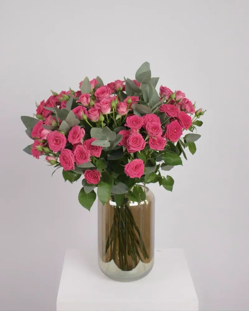 MAJESTIC PINK ROSE BOUQUET WITH EUCALYPTUS