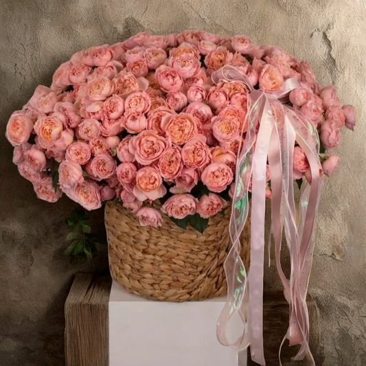 Elegant Basket of 200 Pink Roses