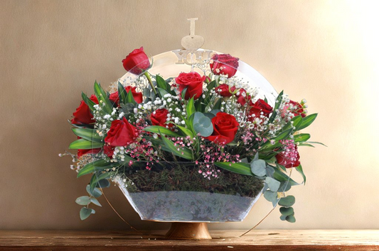 Elegant Floral Arrangement with Red Roses