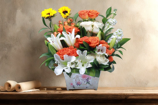 Elegant Floral Arrangement in Decorative Vase